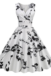 Weißes ärmelloses Midi-Partykleid in A-Linie